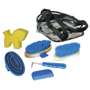 Kit de pansage 7 pièces en sac à dos Kerbl Bleu