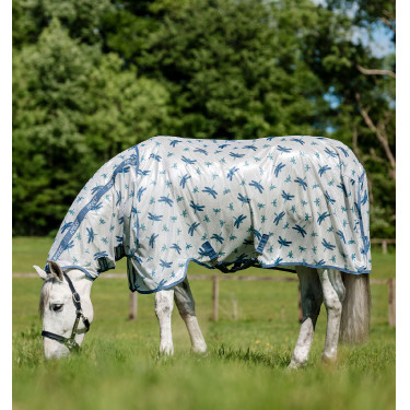 Couverture anti-mouches Horseware Amigo Integrated Motif libellule / argent / bleu / sauge Motifs Couverture anti-mouches Horseware Amigo Integrated Motif libellule / argent / bleu / sauge Motifs