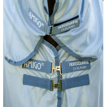 Couverture anti-mouches Horseware Amigo Integrated Bleu chiné / bleu / argent