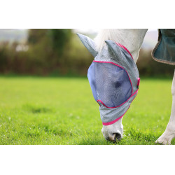 Masque anti-mouches Bucas Buzz-Off Deluxe avec oreilles Bleu blossom