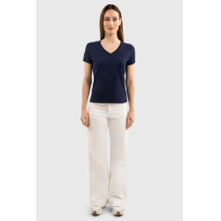Tee-shirt Harcour Aquila manches courtes femme France Marine Bleu marine