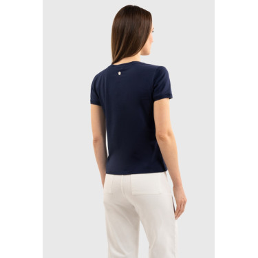 Tee-shirt Harcour Aquila manches courtes femme France Marine Bleu marine