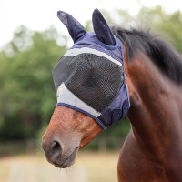 Masque anti-mouches Shires FlyGuard Pro Fine Mesh avec oreilles Marine Bleu marine