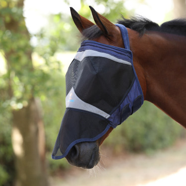 Masque anti-mouches Shires FlyGuard Pro Fine Mesh sans oreilles avec nez Marine Bleu marine