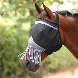 Masque anti-mouches Shires FlyGuard Pro Fine Mesh sans oreilles avec nez et franges