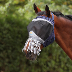 Masque anti-mouches Shires FlyGuard Pro Fine Mesh sans oreilles avec nez et franges Marine Bleu marine Masque anti-mouches Shires FlyGuard Pro Fine Mesh sans oreilles avec nez et franges Marine Bleu marine