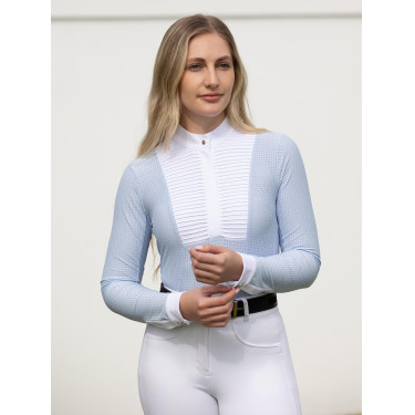 Polo de concours LeMieux manches longues Arielle femme Mist Bleu
