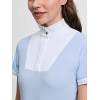 Polo de concours LeMieux plissé manches courtes Sophia femme Mist Bleu