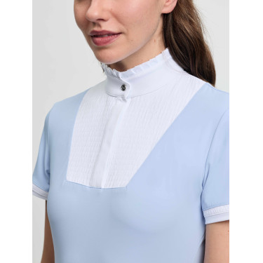 Polo de concours LeMieux plissé manches courtes Sophia femme Mist Bleu Polo de concours LeMieux plissé manches courtes Sophia femme Mist Bleu