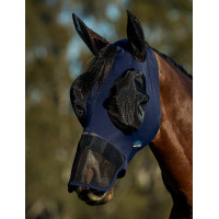 Masque anti-mouches Weatherbeeta ComFiTec Luxe Stretch avec oreilles et nez Marine / noir Bleu
