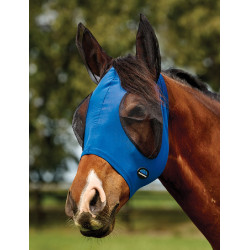 Masque anti-mouches Weatherbeeta ComFiTec Deluxe Stretch avec oreilles Noir de cobalt Bleu