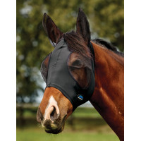 Masque anti-mouches Weatherbeeta ComFiTec Deluxe Stretch avec oreilles Noir / noir
