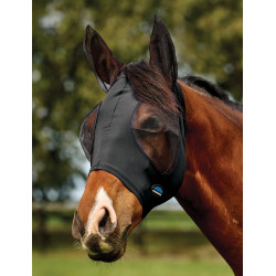 Masque anti-mouches Weatherbeeta ComFiTec Deluxe Stretch avec oreilles Noir / noir