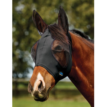 Masque anti-mouches Weatherbeeta ComFiTec Deluxe Stretch avec oreilles Noir / noir