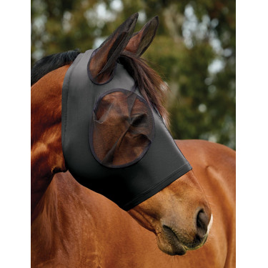 Masque anti-mouches Weatherbeeta ComFiTec Deluxe Stretch avec oreilles Noir / noir