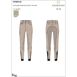 Pantalon taille haute avec grip intégral femme Equestro Oxford tan Rose Pantalon taille haute avec grip intégral femme Equestro Oxford tan Rose
