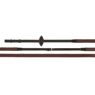 Rênes caoutchouc NortonPro EK-Cuir huilé Havane Marron