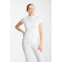 Polo de concours Horze Louisa mesh femme Blanc / bleu turquoise Polo de concours Horze Louisa mesh femme Blanc / bleu turquoise