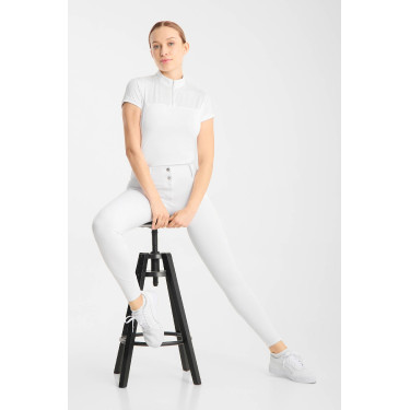 Polo de concours Horze Louisa mesh femme Blanc / bleu turquoise Polo de concours Horze Louisa mesh femme Blanc / bleu turquoise