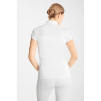 Polo de concours Horze Louisa mesh femme Blanc / bleu turquoise Polo de concours Horze Louisa mesh femme Blanc / bleu turquoise