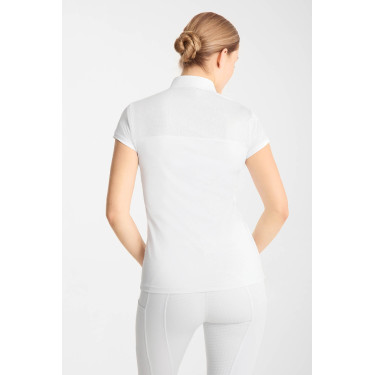 Polo de concours Horze Louisa mesh femme Blanc / bleu turquoise Polo de concours Horze Louisa mesh femme Blanc / bleu turquoise