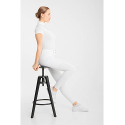 Polo de concours Horze Louisa mesh femme Blanc / bleu turquoise Polo de concours Horze Louisa mesh femme Blanc / bleu turquoise