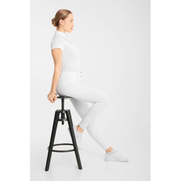Polo de concours Horze Louisa mesh femme Blanc / bleu turquoise Polo de concours Horze Louisa mesh femme Blanc / bleu turquoise