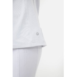Polo de concours Horze Louisa Young Rider empiècements en mesh Blanc / bleu turquoise Polo de concours Horze Louisa Young Rider empiècements en mesh Blanc / bleu turquoise