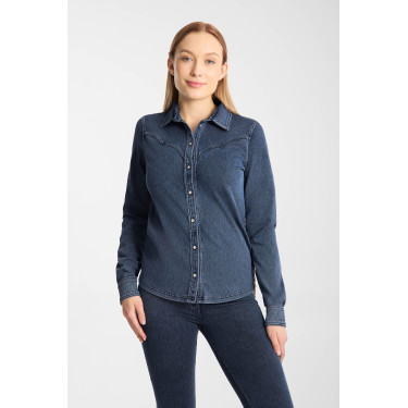 Chemise Horze Ulrika western femme Bleu denim