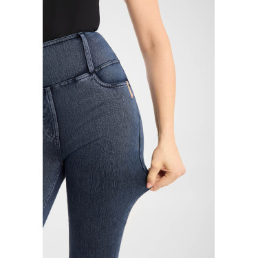 Legging d’équitation Horze Emery western femme coupe bootcut effet denim Bleu denim