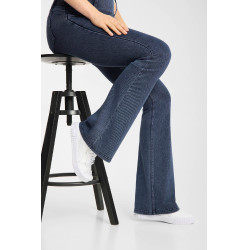 Legging d’équitation Horze Emery western femme coupe bootcut effet denim Bleu denim