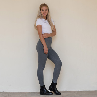 Legging d'équitation Horze sans couture fond intégral silicone Vanessa femme Gris