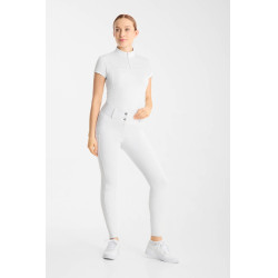 Pantalon d’équitation Horze Matilda perforé femme full grip Blanc / bleu turquoise