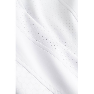 Pantalon d’équitation Horze Matilda perforé femme full grip Blanc / bleu turquoise