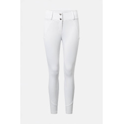 Pantalon d’équitation Horze Matilda perforé femme full grip Blanc / bleu turquoise