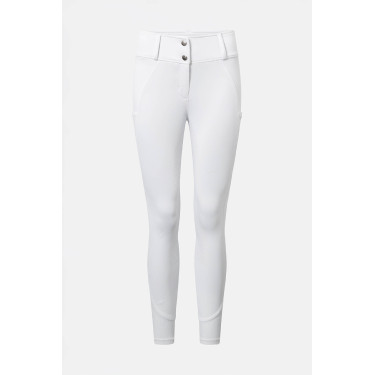 Pantalon d’équitation Horze Matilda perforé femme full grip Blanc / bleu turquoise