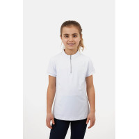 T-shirt d’entraînement Horze Mina Young Rider Blanc / bleu turquoise