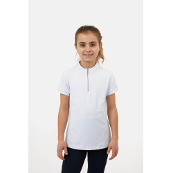 T-shirt d’entraînement Horze Mina Young Rider Blanc / bleu turquoise