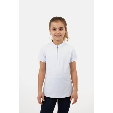 T-shirt d’entraînement Horze Mina Young Rider Blanc / bleu turquoise