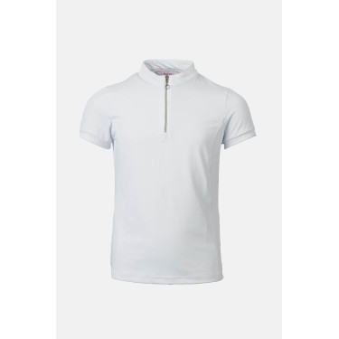 T-shirt d’entraînement Horze Mina Young Rider Blanc / bleu turquoise
