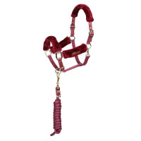 Licol et longe en fausse fourrure Shires Arma Bordeaux Licol et longe en fausse fourrure Shires Arma Bordeaux
