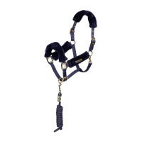 Licol et longe en fausse fourrure Shires Arma Marine Bleu marine