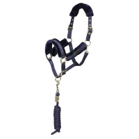Licol et longe logo Shires Arma Marine Bleu marine