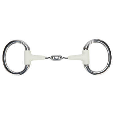 Mors à olives anneau plat double brisure EquiKind Softie Shires Acier Argent