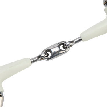 Mors à olives anneau plat double brisure EquiKind Softie Shires Acier Argent