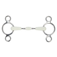 Mors gag deux anneaux double brisure EquiKind Softie Shires Acier Argent