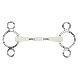 Mors gag deux anneaux double brisure EquiKind Softie Shires Acier Argent