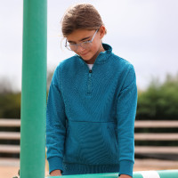 Pull quart de zip React jeune cavalier Shires Aubrion Martin-pêcheur Bleu