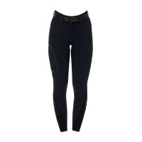 Pantalon slim fit femme taille haute Equestro Ridertechnology full grip Noir