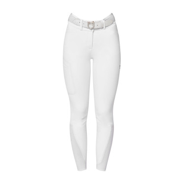 Pantalon slim fit femme taille haute Equestro Ridertechnology full grip Blanc Pantalon slim fit femme taille haute Equestro Ridertechnology full grip Blanc
